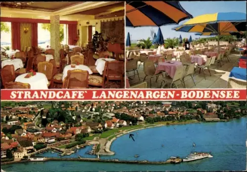 Ak Langenargen am Bodensee, Strandcafé, Innenansicht, Außenbereich, Bodensee, Langenargen