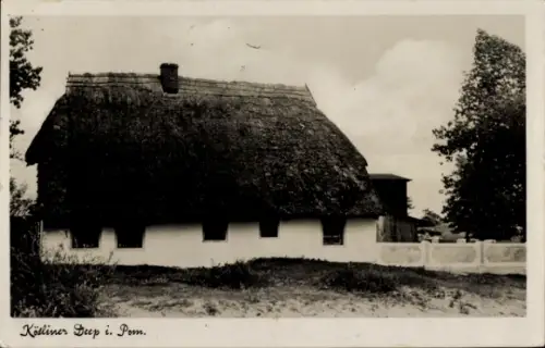 Ak Dźwirzyno Kolberger Deep Pommern, Kösliner, Reetdachhaus