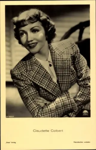 Ak Schauspielerin Claudette Colbert