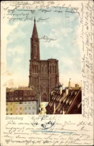Litho Strasbourg Straßburg Elsass Bas Rhin, Münster