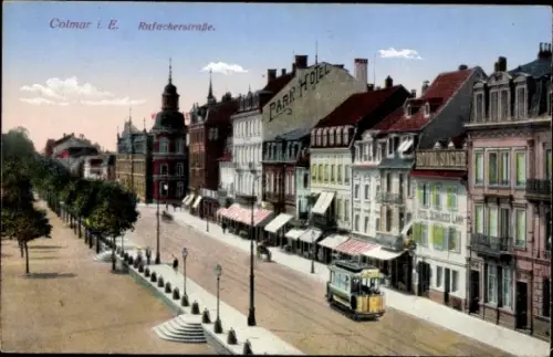 Ak Colmar Kolmar Elsass Haut Rhin, Rufacher Straße, Park Hotel