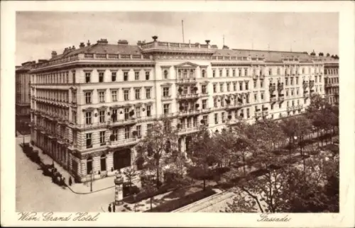 Ak Wien 1 Innere Stadt,  Grand Hotel, Fassade, 10 Groschen, Adresse