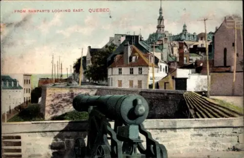 Ak Quebec Kanada, Blick von den Wällen nach Osten