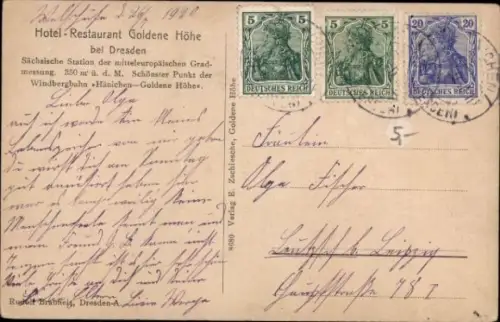 Ak Freital, Silberpark, Hotel-Restaurant Goldene Höhe