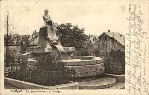 Ak Stuttgart in Württemberg, Alexanderbrunnen von D. Stocker