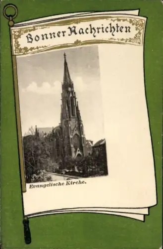 Passepartout Ak Bonn am Rhein, Evangelische Kirche, Bonner Nachrichten