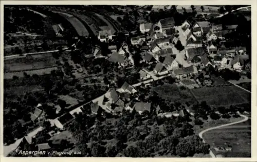 Ak Asperglen Rudersberg in Württemberg, Luftaufnahme von  Häuser, Felder, Straßen