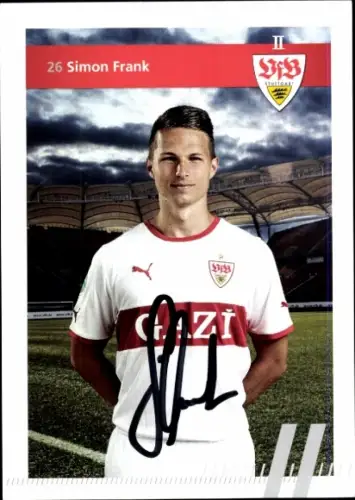 Autogrammkarte Fußballer Simon Frank, VfB Stuttgart, Autogramm