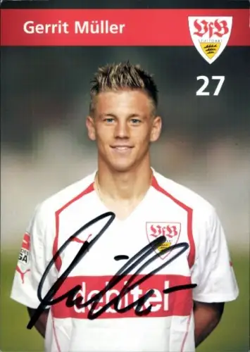 Autogrammkarte Fußballer Gerrit Müller, VfB Stuttgart, Autogramm