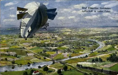Ak Graf Zeppelins lenkbares Luftschiff in voller Fahrt