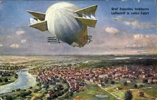 Ak Graf Zeppelins lenkbares Luftschiff in voller Fahrt, Zeppelin