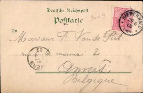 Mondschein Litho Assmannshausen Rüdesheim am Rhein, Hotel Eulberg, Rheinstein