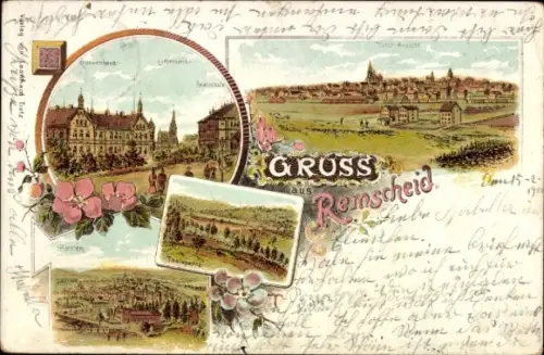 Litho Remscheid im Bergischen Land, Gesamtansicht, Talsperre, Krankenhaus