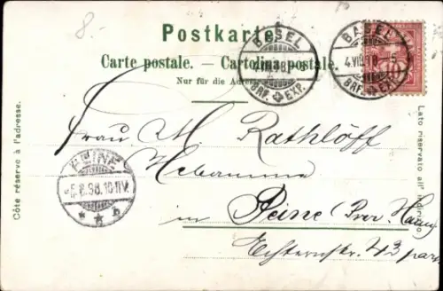 Litho Basel Stadt Schweiz, Klein-Basel, Theater, Spalentor