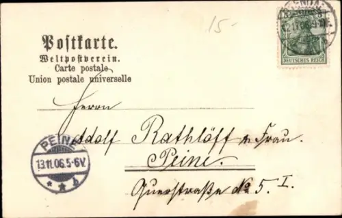 Litho Stendal in der Altmark, Stadtansicht, Kirche, Tor, Denkmal