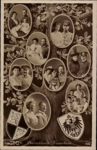 Ak Kaiserhaus unter Kaiser Wilhelm II., Kaiserin Augusta Victoria, Prinzen mit Gattinnen