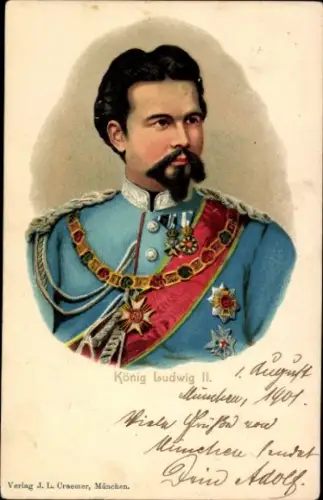 Ak König Ludwig II. von Bayern, Portrait, Uniform