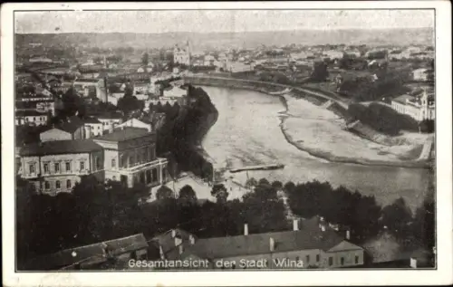 Ak Vilnius Wilna Litauen, Gesamtansicht, Russisches Hauptquartier, 1. WK