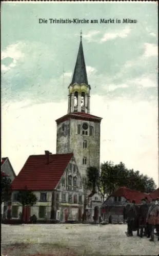 Ak Jelgava Mitau Lettland, Trinitatiskirche am Markt