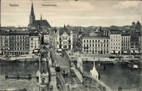 Ak Szczecin Stettin Pommern, Hansabrücke