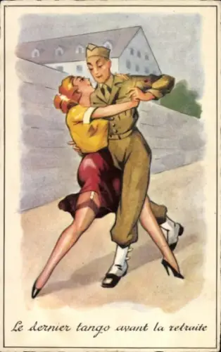 Ak Liebespaar, Tanzpaar, Tango, Mann in Uniform