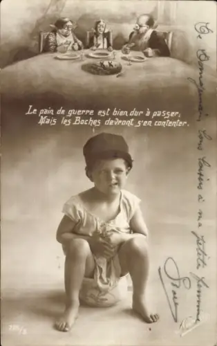 Ak Le pain de guerre est bien dur à passer, Mais les Boches devront s'en contenter, Nachttopf