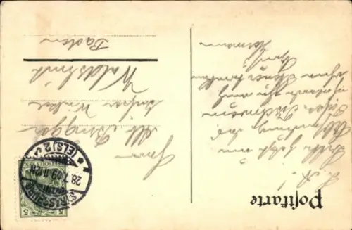 Ak Mann mit Hut verdecktem Gesicht, Gehstock in der Hand