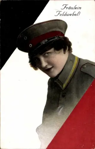 Ak Fräulein Feldwebel, Frau in Uniform