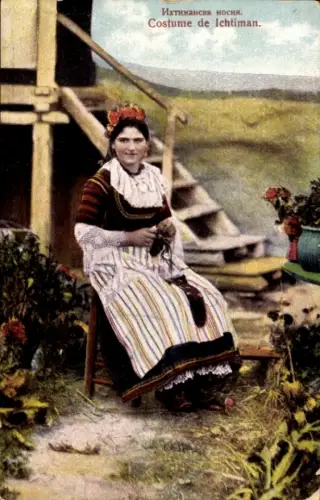 Ak Costume de Ichtiman, Frau in bulgarischer Tracht