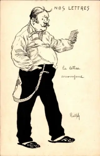 Künstler Ak Ralph, Mann liest einen Brief