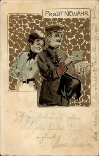 Präge Ak Glückwunsch Neujahr, Briefträger