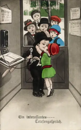 Ak Ein interessantes Telefongespräch, Kuss
