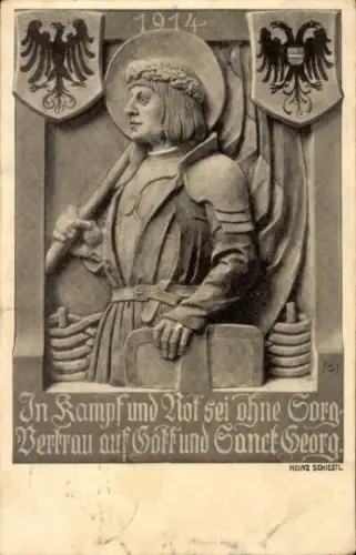 Künstler Ak Sankt Georg, Porträt, Wappen