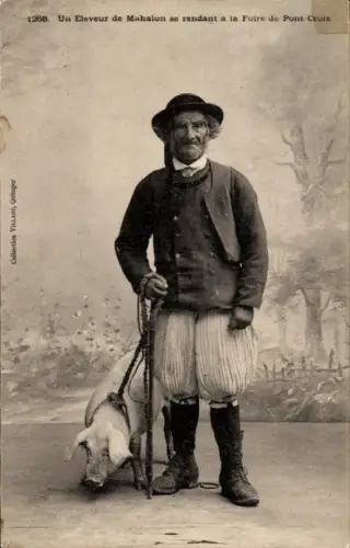 AK Tracht Bretagne, Eleveur de Mahalon, rendant a la Foire a Pont-Croix