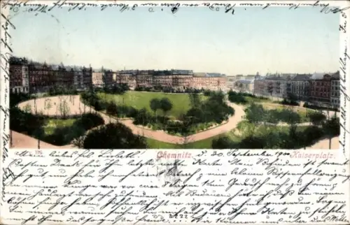 Ak Chemnitz in Sachsen,  Kaiserplatz, Parklandschaft,  , 1900