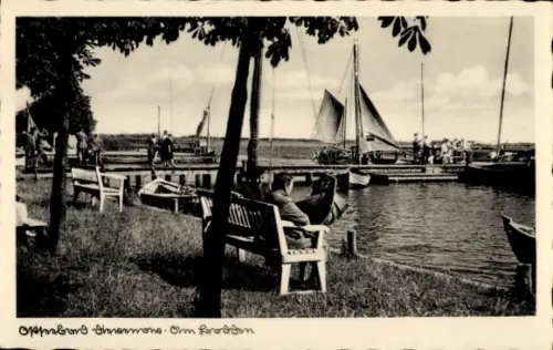 Ak Dziwnów Ostseebad Dievenow Pommern, Am Bodden, Segelboot