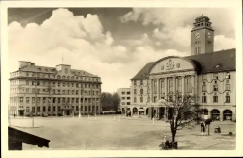Ak Sonneberg Thüringen, Bahnhofsplatz, Soz.Vers. Kasse