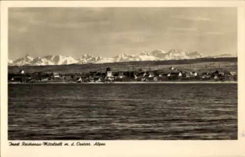 Ak Mittelzell Insel Reichenau im Bodensee, Insel Reichenau-Mittelzell, Oesterr. Alpen, Wasser, Be