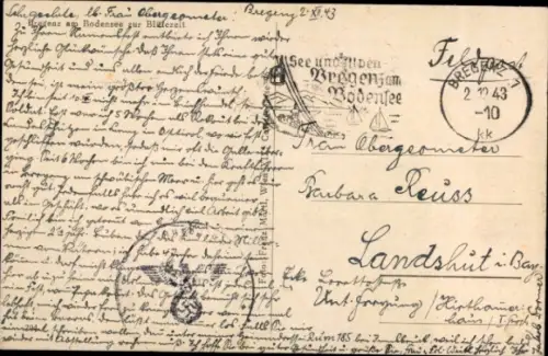 Ak Bregenz am Bodensee Vorarlberg, Blick auf den Bodensee,  Berge im Hintergrund