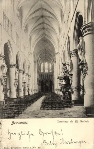 Ak Bruxelles Brüssel, Innenansicht der Kirche St. Gudule,   von Betty Harburger