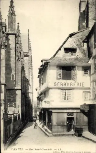 Ak Vannes Morbihan, SERRURERIE, Rue Saint-Guenhaël,  Architektur, Stadtansicht
