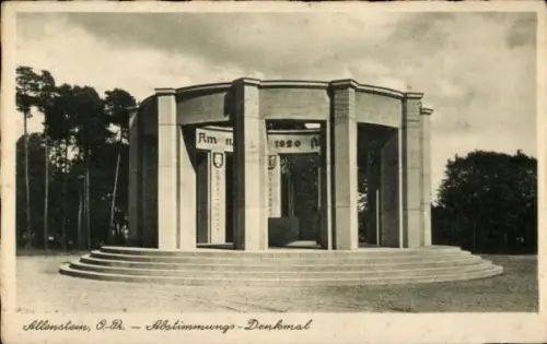 Ak Olsztyn Allenstein Ostpreußen, Abstimmungsdenkmal