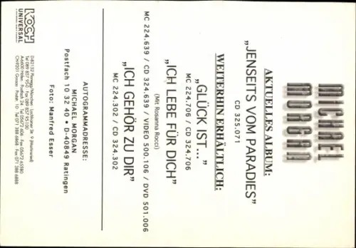 Ak Sänger Michael Morgan, Portrait, Autogramm