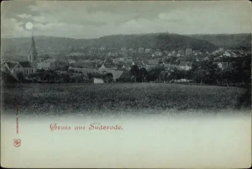Mondschein Ak Bad Suderode Quedlinburg im Harz, Gesamtansicht bei Nacht