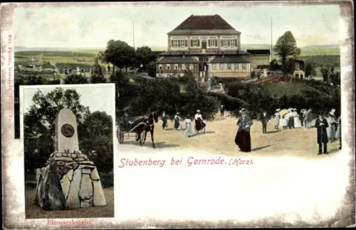 Ak Gernrode Quedlinburg im Harz, Stubenberg, Bismarckstein, Kutsche