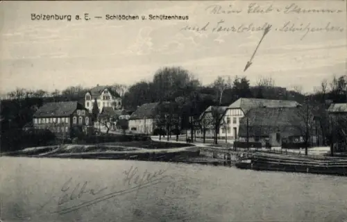 Ak Boizenburg an der Elbe,  Schlößchen, Schützenhaus, Flussansicht