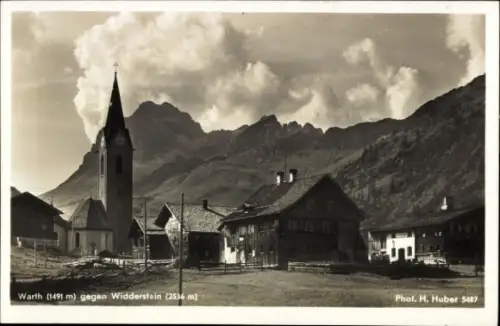 Ak Warth am Arlberg Vorarlberg,  Widderstein, Kirche, Berge, Fotografie von H. Huber