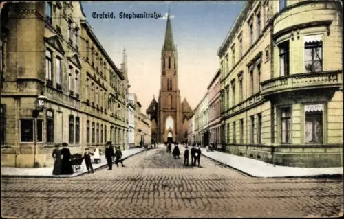 Ak Krefeld am Niederrhein, Stephanstraße, Kirche