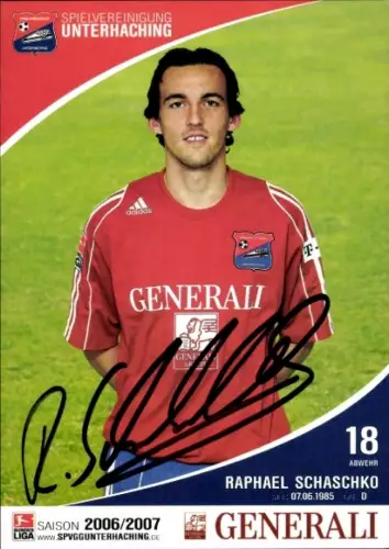 Autogrammkarte Fußballer Raphael Schaschko, SpVgg Unterhaching, Autogramm