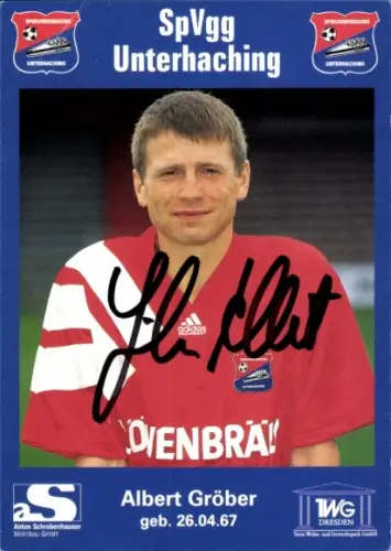 Autogrammkarte Fußballer Albert Gröber, SpVgg Unterhaching, Autogramm